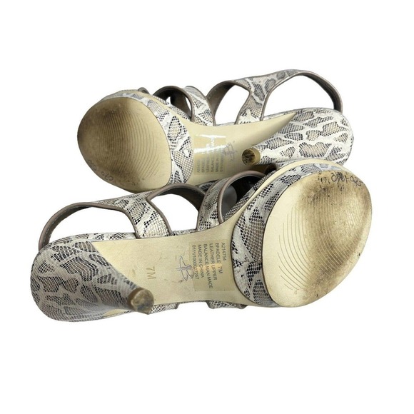 B. Makowsky Adele Leather Snakeskin Platform Heels 7 M Strappy Sandal Taupe - Picture 8 of 10